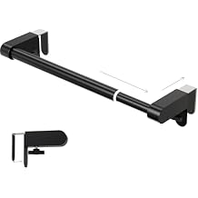 VEHHE Kitchen Towel Holder, Hand Screwed Telescopic Kitchen Towel Rack No Tools Required, Adjustable Length and Width Over The Cabinet Door Towel Rack with EVA Foam Pad Black