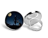 Anillo de ilustración de fondo de luna llena con flores de Halloween Horrible Witch on a Full Moon