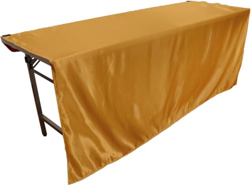 のれん工房 テーブルクロス 防炎 サテン 無地 光沢 業務用 正方形 長方形 店舗用 飲食店 レストラン カフェ 展示会 140×180cm ゴールド 21367