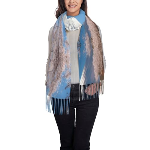 Écharpe Mt. Fuji pour homme et femme longue écharpe tendance noir douce au toucher cachemire