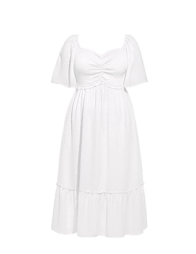 Image of Plus Size Summer Dresses - Maxi Casual Wedding Guest Graduation Easter Long Dress with Pockets