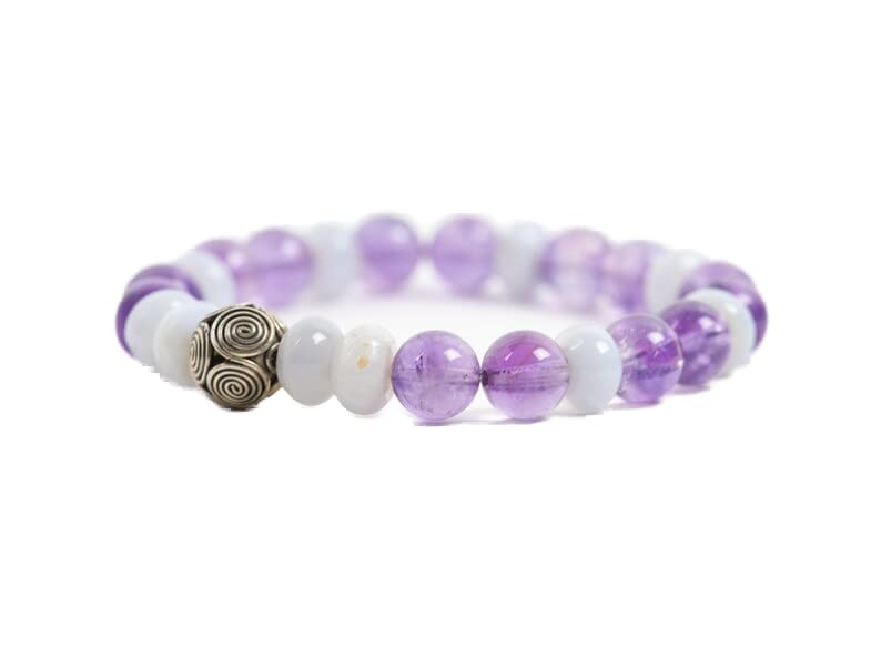 Bracelet améthyste extensible contre l'anxiété, bijoux gemmes 8mm