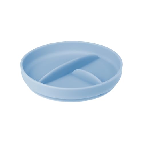 Olababy 100% Silicone Suction Plate | Toddler Plates with Suction | Divided Plates for Kids | Self Feeding Baby Essentials | Baby Registry Must Haves | Microwave Dinner Plates (Blueberry)