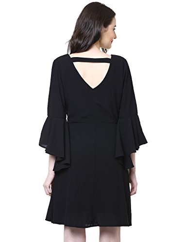 Image of Harpa Black Solid Dress(GR5119-BLACK)