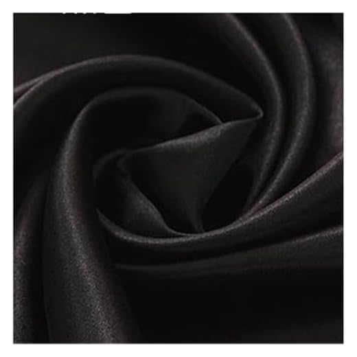 AMateschitz Tissu de doublure en satin au mètre - Tissu en polyester doux - Tissu en coton - À coudre - Couleur unie - 28 couleurs - Pour robes, vestes, manteaux, pantalons, jupes, meubles - Noir - 1