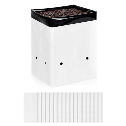 Yssoa 50 PACK 3 GALLON GROW BAGS, Black And White Panda Film Containers For Plant Potting Seedlings, Thick Plastic Bag cover