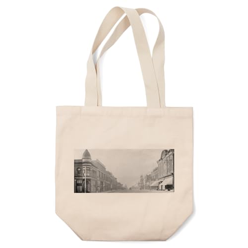 Lantern Press Shenandoah, Iowa, Western View of Sheridan Ave from Elm St (100% Cotton Canvas Reusable Tote Bag)