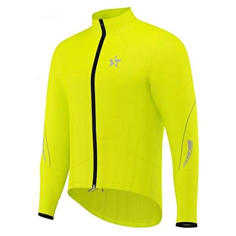 Sikma waterproof jacket mens Raincoat Cycling Windbreaker heated jackets for men Raining Packaway Top Hi Vis Walking Softshell Reflective Jacket MTB Bike Clothes Outwear (Yellow, XX-Large) Cover
