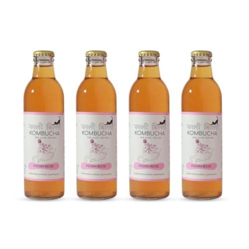 Image of KAALI BILLI Kombucha Indian Rose, Pack of 4 | Fermented Tea, All Natural, Gut Healthy Drink | 4 x 250ml | Vegan, Preservative free, Low calorie, Low sugar