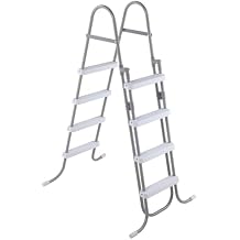 Pool Ladder with Removable Steps, Heavy-Duty Swimming Safety Step with Non Slip Feet for 52 Inch Depth Above Ground Pools, Lightweight Metal Outdoor 4-Step Pools Stair, 300 Pound Capacity