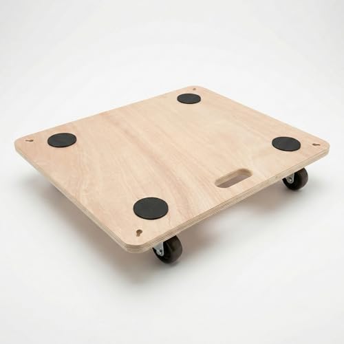 Wooden Dolly Trolley on Wheels Heavy Duty, Furniture Moving Cart 200kg, Platform Roller for Appliances & Equipment, Anti-Slip Wheeled Mover with Castors 60x50cm, Large Flat Transport Board