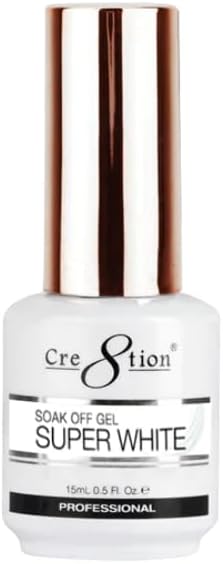 TREASURE4NAILS CORP Cre8tion Soak Off Gel Nail Polish | Chip Resistant & Fast Drying - Super White, 0.5 fl oz