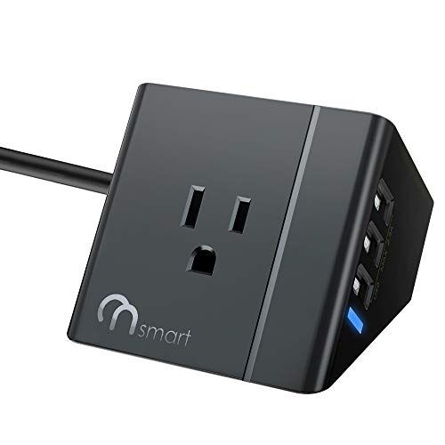 Desktop Power Strip with 2 Outlets 3 USB Ports, ONSMART Desktop Charging Station for Home, Travel, Office, Cruise, Overload Protection, 5Ft Extension UL Cord-Black