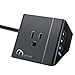 ON Smart Power Strip Flat Plug with 2 Outlets 3 USB Ports for iPhone Xs/XR/Max, Desktop Charging Station for Home, Travel, Office, Cruise, Overload Protection, 5Ft Extension UL Cord -Black