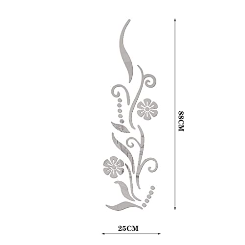 3D Flower Mirror Wall Sticker For Bedroom Living Room Sofa Backdrop Tv Wall Background, 3D Removable Acrylic Wall Decor Decal Sticker For Home Decoration (Silver) #TOP6