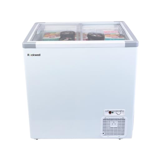 Rockwell 250GT 5 Star Glass Top Ice Cream Display Deep Freezer
