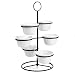 Sweese 739.101 Tiered Serving Stand With Bowls - Chip and Dip Serving Set with Metal Stand, Porcelain Serving Set for Snacks, Nuts, Condiments, Candy, White