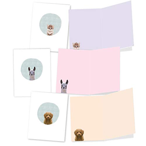 The Best Card Company - 20 Cute Kids Cards Boxed (4 X 5.12 Inch) - Assorted Blank Set (10 Designs, 2 Each) - Animal Portrait Mode Am7182Ocb-B2X10 #TOP3