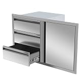 railen outdoor kitchen door drawer combo 38 3 w x 22 7 h x 20 7 d with recessed handle bbq access triple drawers and door designed for bbq island grill station