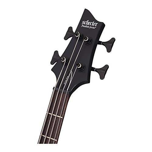 Schecter Stiletto Stealth 4-String Bass Guitar In Satin Black Bundle With Schecter Universal Bass Guitar Hard Shell Case #TOP5