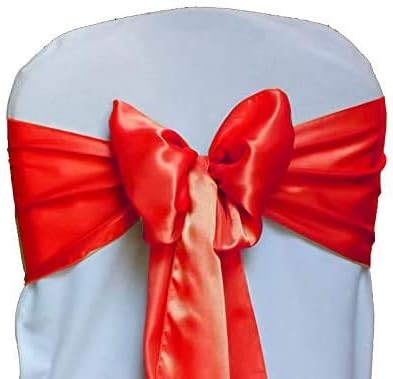 Juego de 10 bandas decorativas de satén para sillas, diseño de lazo diseñado para bodas, eventos, banquetes, decoración del hogar y cocina (10, rojo)