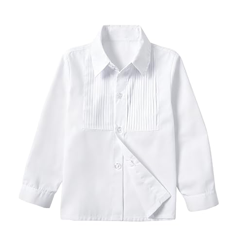 Image of Boys' Formal Tuxedo Shirt Long Sleeve Black Dress Shirts with Bow Tie