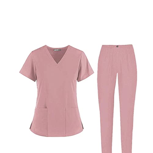 Colcolo Conjunto de Enfermagem com 2 Bolsos com Pescoço em V Uniformes Moda Vestuário Calça Respiráv