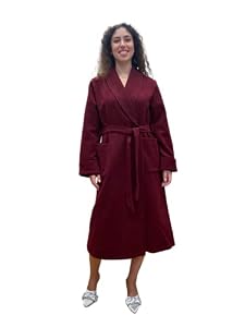 Vittoria Robe de chambre femme en laine et cachemire Modèle châle classique, bordeaux, 4X-Large