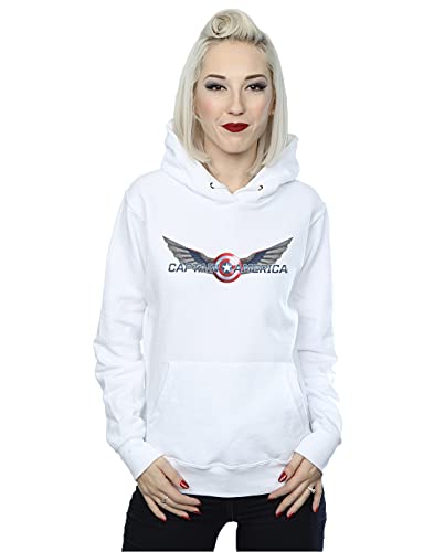 Marvel Women's Falcon And The Winter Soldier Captain America Logo Hoodie White Large