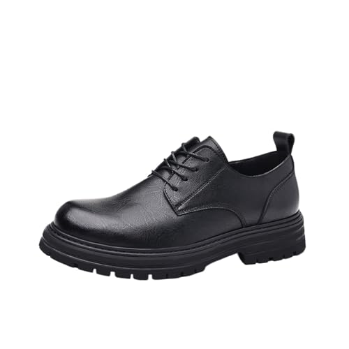 Men's Chunky Leather Big Toe Dress Casual Shoes with Thick Anti-Slip Sole, Business Winter Work Shoes, Comfortable & Breathable Low-Cut Oxford Shoes for Men