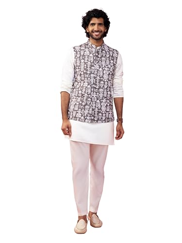Ensemble de veste Nehru grise haut de gamme costume 3 pièces traditionnel indien
