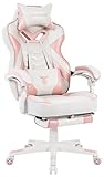 Zeanus Pink Gaming Chair Gaming Chairs for Adults PC Game Chair for Girls Computer Chair with Footrest Office Swivel Ergonomic Racing Style Reclining Gaming Computer Chair with Massage High Back