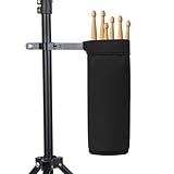 Jxiwfvl Nylon Drumstick Container Holder, Black Drum Sticks Holder Bag Mallet Brush for Drum Clamp on Set Music Stand