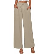 JEKAOYI Women's Casual Linen Wide Leg Pants with Pockets