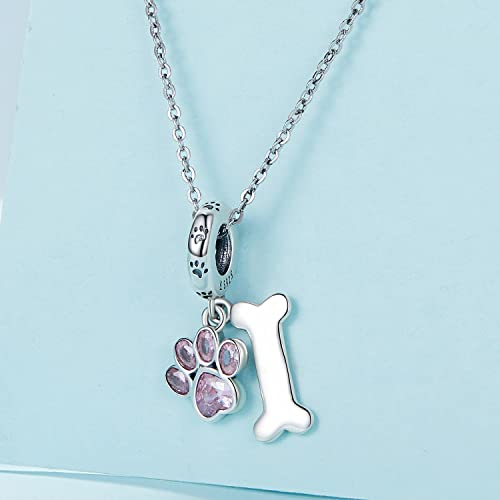 Abalorio de pata de perro de plata con circonitas para recordar siempre a tu mascota 2