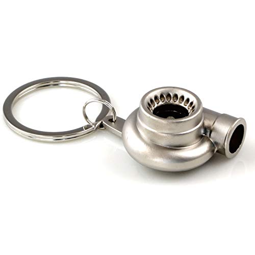 Maycom® Spinning Turbo Keychain Keyring Turbocharger Turbine Key Chain Ring Keyrings (Matte Silver) #TOP1