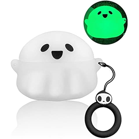 Compatible with AirPods Pro & Pro 2nd Generation Case Cover, Luminous Cute Ghost Case Designed for Airpod Pro/Pro 2, Soft Silicone Anime Funny 3D Cartoon Case for Men Women Cover