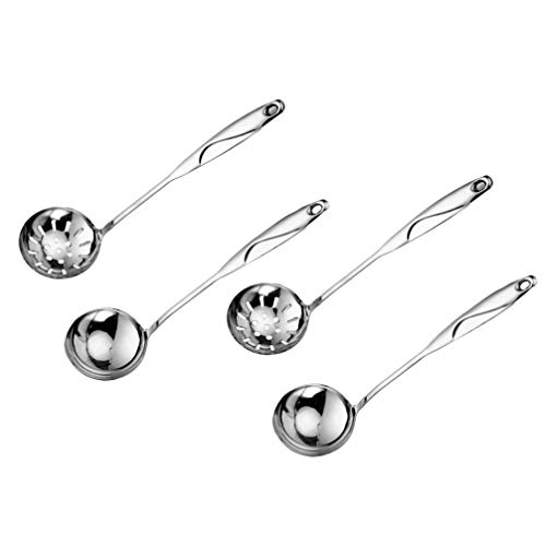 4 Pcs Slotted Spoon and Soup Ladle, Hot Pot Spoon Ladle, Stainless