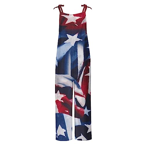 Independence Day Jumpsuits For Women July 4Th Jumpsuit Usa Flag Print Rompers Straight Wide Leg Playsuits Adjustable #TOP4