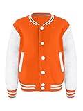 Nimiya Kinder Jungen Baseball Jacken Langarmshirt Übergangsjacke Mit Knopfverschluss Sweatshirt Pullover Frühling Herbst Outfit Orange 146-152