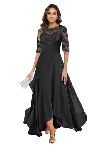 Chiffon Mother of The Bride Dresses for Wedding Long Formal Dress with Sleeves