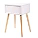 JAXPETY Set of 2 Modern Wood Nightstand, Bedside Table with Drawer, Night Stand, End Table with Solid Wood Legs for Bedroom Home Furniture, White