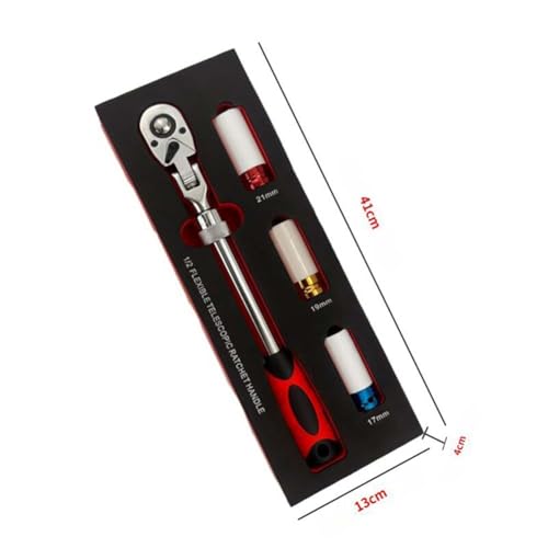 Llave de trinquete retráctil de 72 dientes de 1,27 cm con enchufes 7