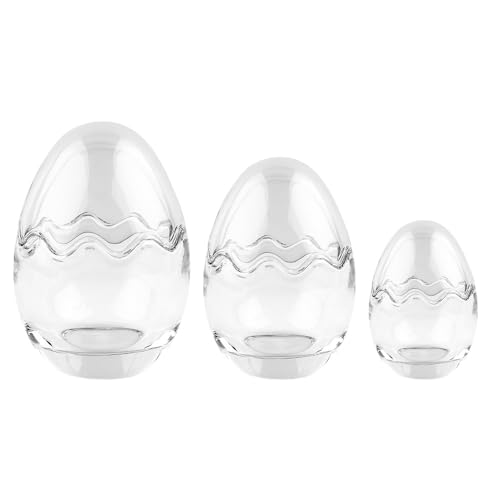 Ideen mit Herz Uovo di vetro | 2 pezzi | 3 diverse dimensioni | coperchio rimovibile | regalo | uovo di Pasqua riempibile | trasparente | 3 uova