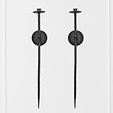 Remenna Large Wall Candle Holder Set of 2 Twisted Candle Sconces Wall Mount Metal Candle Holders Decor for Bedroom Dining Room 23.5' (Black)