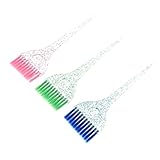 Mobestech 3 piezas Cepillos para Teñir Cabello con Mango Ergonómico y Cerdas Flexibles para Aplicación Uniforme de Tinte y Mechas Herramienta Profesional para Peluquería Rojo Azul y Verde