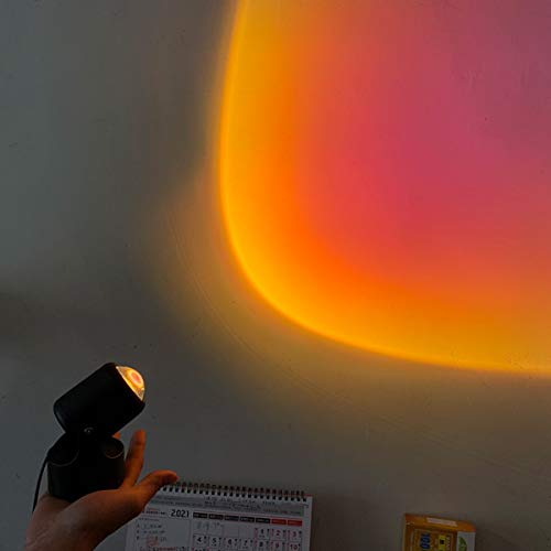 Cuta New Modification 90 Degree Sunset Projection Led Light,Romantic Visual Led Light,Network Red Light with USB Modern Floor Stand Night Light Living Room Bedroom Decor (Sunset Red(180 Degree))(EN26)