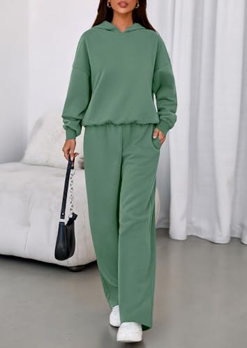 Image of PRETTYGARDEN Womens Sweatsuits 2 Piece Set 2026 Casual Winter Long Sleeve Hoodie Loose Wide Leg Sweatpants Fall Tracksuit