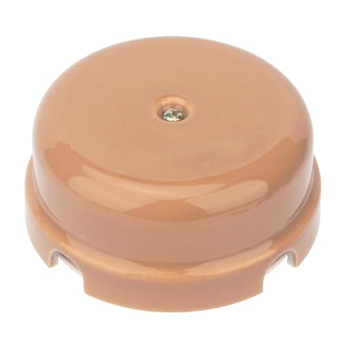 OASHISU Scatola di derivazione in porcellana per sistemi a 4 fori per ingresso/uscita del cavo. Copricavi e coprifili in ceramica color bronzo, Ø 78 mm Prof. 35 mm