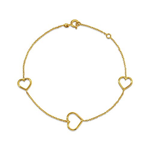 Miore Bracciale cuore in oro giallo 9 kt 375, lunghezza 18 cm, Oro